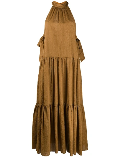 Shop Marysia Tiered Cotton Dress In Brown