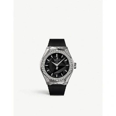Shop Hublot 550.ns.1800.rx.1804.orl19 Orlinksi Classic Fusion Titanium And Diamond Watch In Black