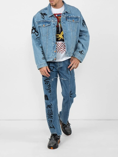 Shop Vetements X Levi's Tribal Detail Jeans Indigo