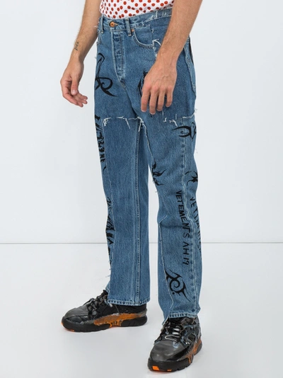 Shop Vetements X Levi's Tribal Detail Jeans Indigo