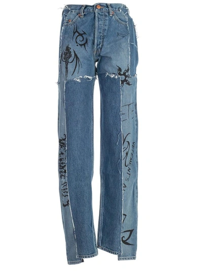 Shop Vetements X Levi's Tribal Detail Jeans Indigo