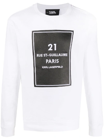 Shop Karl Lagerfeld Box Address Logo Sweatshirt In White