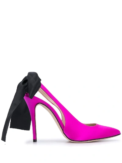 Shop Alessandra Rich Bow Slingback Pumps In Pink