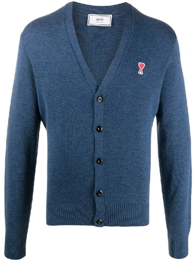 Shop Ami Alexandre Mattiussi Ami De Cœur Cardigan In Blue