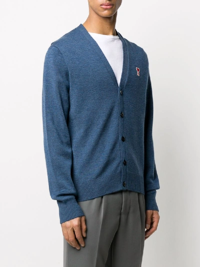 Shop Ami Alexandre Mattiussi Ami De Cœur Cardigan In Blue