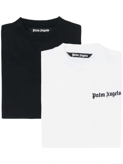 Shop Palm Angels Set Of 2 Logo T-shirts In Black