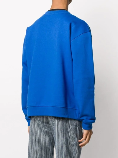 Shop 424 Logo-embroidered Long-sleeved Sweatshirt In Blue