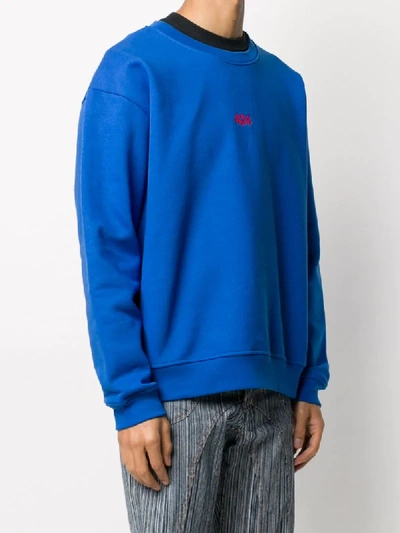 Shop 424 Logo-embroidered Long-sleeved Sweatshirt In Blue