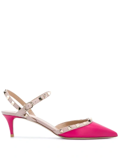 Shop Valentino Rockstud Slingback Pumps In Pink