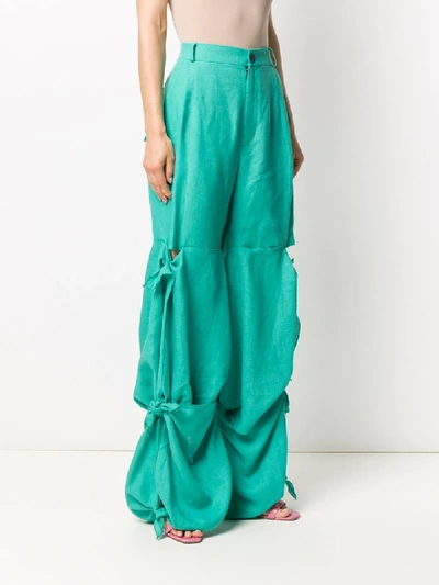 Shop Natasha Zinko Tied Scarf High-rise Trousers In Green