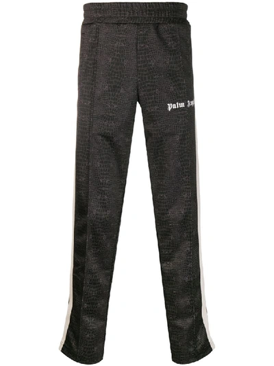 Shop Palm Angels Crocodile-printed Track Pants In Black