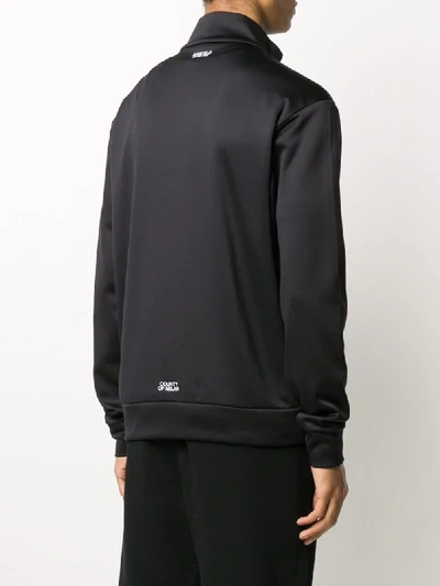 Shop Marcelo Burlon County Of Milan Logo Embroidery Zip-up Sweatshirt In Black