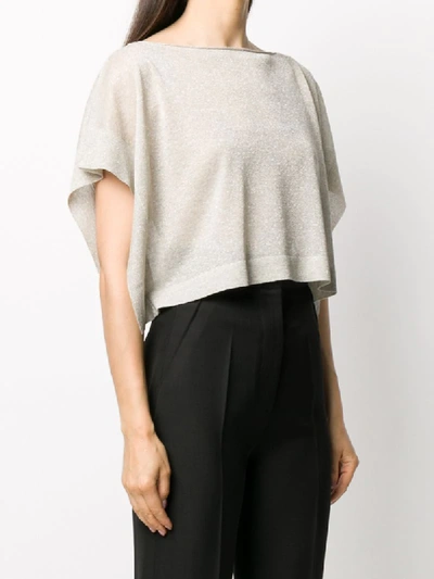 Shop Antonelli Knitted Crop Top In Neutrals