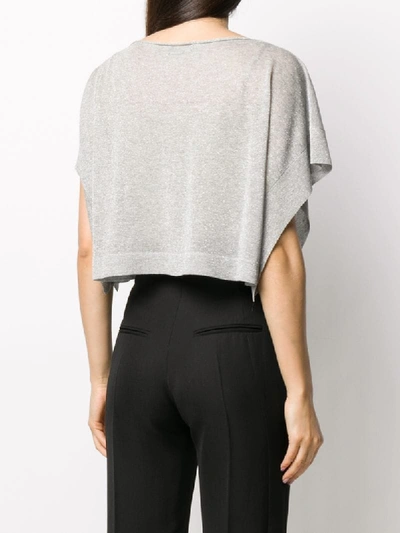 Shop Antonelli Knitted Crop Top In Grey