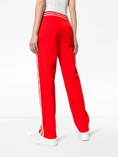 Shop Wales Bonner Palms Crochet-trimmed Cotton-jersey Track Pants In Red