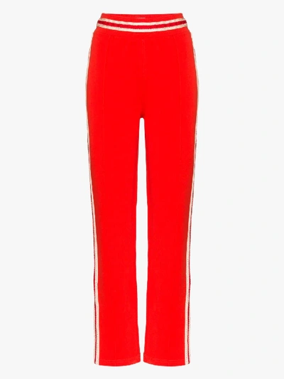 Shop Wales Bonner Palms Jersey Crochet Track Pants In Red