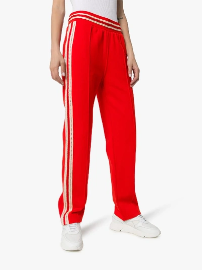 Shop Wales Bonner Palms Jersey Crochet Track Pants In Red