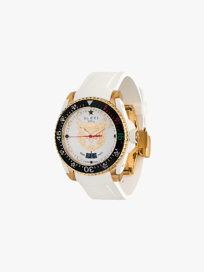 Shop Gucci White Dive Stainless Steel Watch