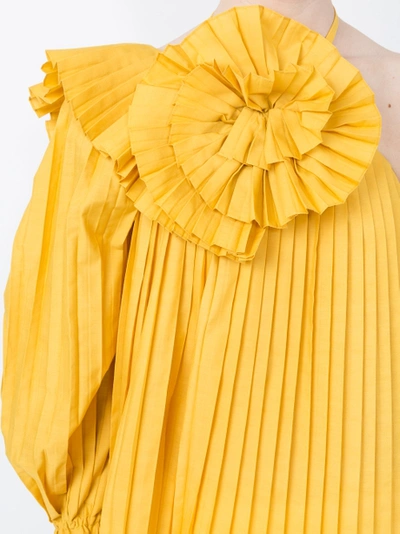 Shop Rosieassoulin Pleated One Shoulder Blouse Yellow