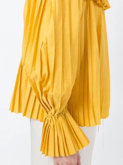 Shop Rosieassoulin Pleated One Shoulder Blouse Yellow