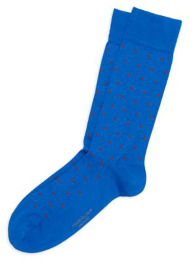 Shop Marcoliani Men's Tropez Dot Knitted Socks In Blue Orange