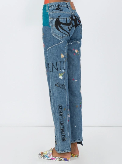 Shop Vetements X Levi's Tribal Sticker Denim Jeans