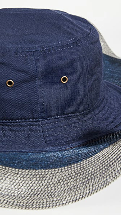 Shop Rosie Assoulin Ruffled Hybrid Hat In Navy Multi