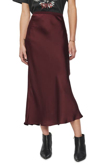 Anine Bing Bar Silk-satin Midi Skirt In Red | ModeSens