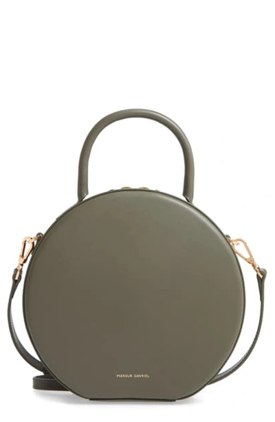 Shop Mansur Gavriel Calfskin Leather Circle Crossbody Bag In Leaf