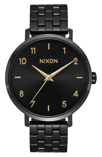 Shop Nixon The Arrow Bracelet Watch, 38mm In Black/ Gold