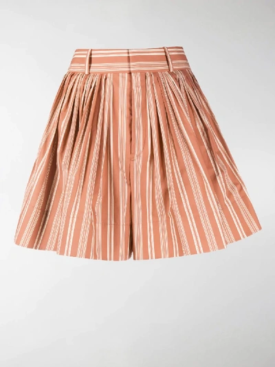 Shop Chloé Striped Wide Shorts In Orange