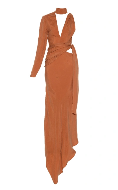 Shop Aleksandre Akhalkatsishvili Asymmetric Cut Out Maxi Dress In Orange