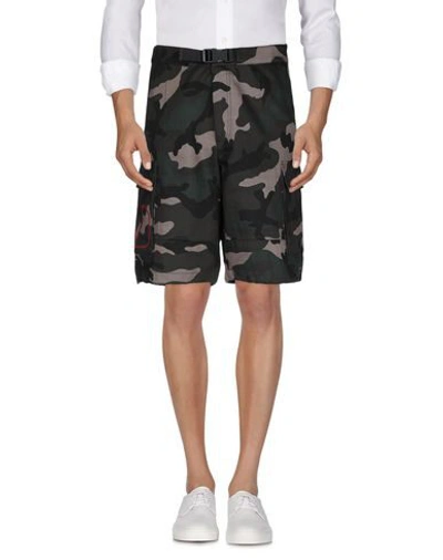 Shop Valentino Garavani Man Shorts & Bermuda Shorts Military Green Size 28 Cotton