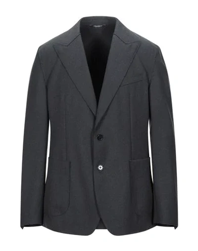 Shop Dolce & Gabbana Man Blazer Steel Grey Size 40 Polyester, Virgin Wool