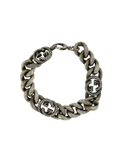 Shop Gucci Interlocking G Bracelet In Silver