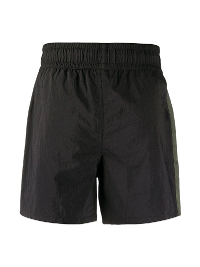 Shop Balmain Two-tone Swim Shorts In Black