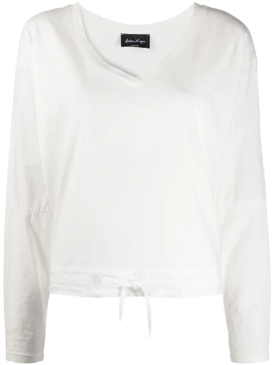 Shop Andrea Ya'aqov Drawstring-hem Long-sleeve T-shirt In White