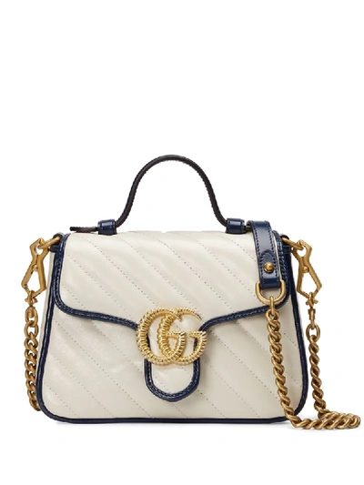 Shop Gucci Gg Marmont Mini Top Handle Bag In White