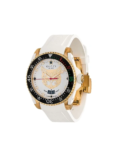 Shop Gucci Dive Mystic Cat 40mm In White