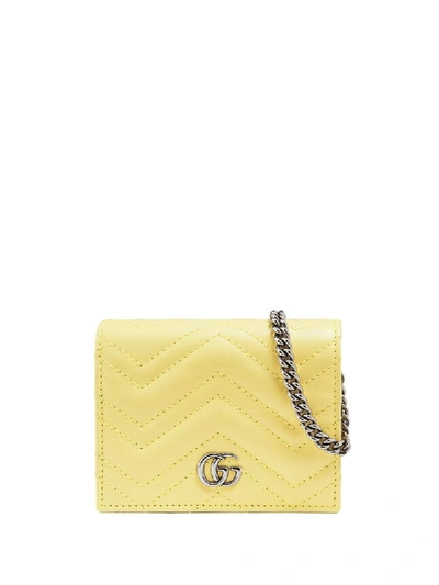 Shop Gucci Gg Marmont Card Case Wallet In Yellow