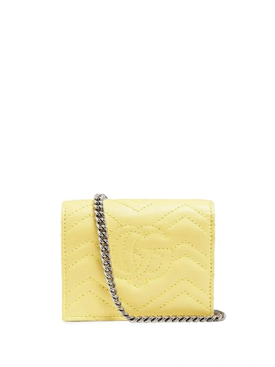 Shop Gucci Gg Marmont Card Case Wallet In Yellow