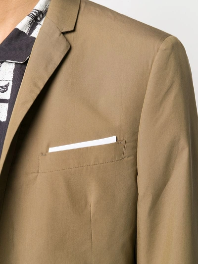 Shop Neil Barrett Travel Fine Bi-stretch Gabardine Slim Suit In Brown