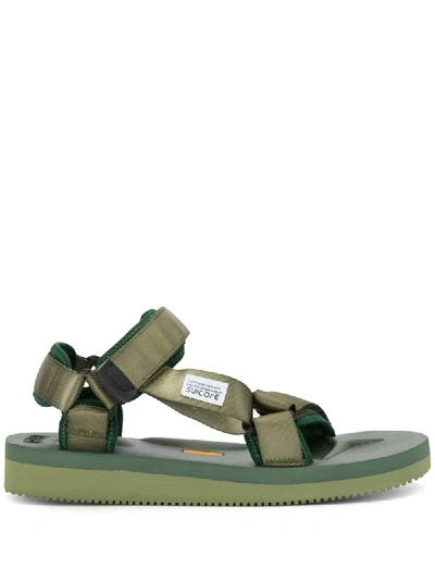 Shop Suicoke Touch Strap Sandals In Green