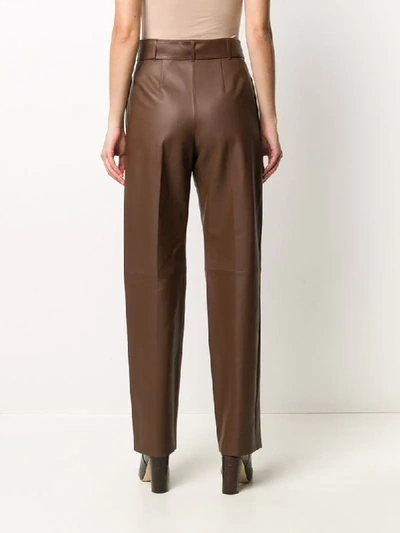 Shop Agnona Belted High Waisted Trousers In Brown