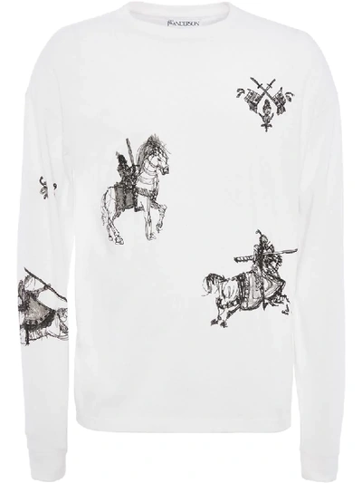 Shop Jw Anderson Camelot Print Long-sleeve T-shirt In White