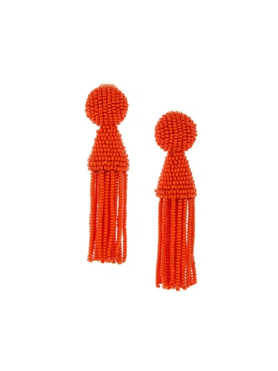 Shop Oscar De La Renta Beaded Tassel Earrings In Orange