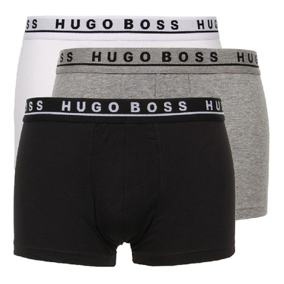 Shop Hugo Boss Bodywear Three Pack Trunks In Grey