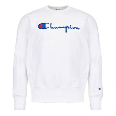 Shop Champion Sweatshirt Script Logo In White