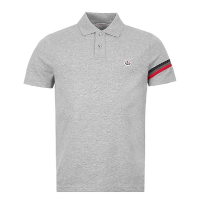 Shop Moncler Polo Shirt Stripe In Grey