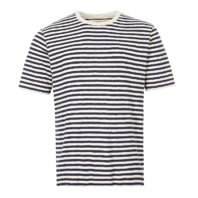 Shop Folk T-shirt Ecru / Navy Stripe